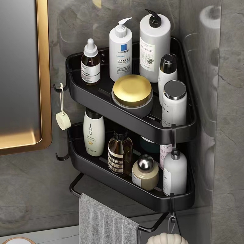 Bathroom shelf without drilling, cosmetic storage box for the bathroom, wall-mounted, simple wall shelf for the bedroom details Picture