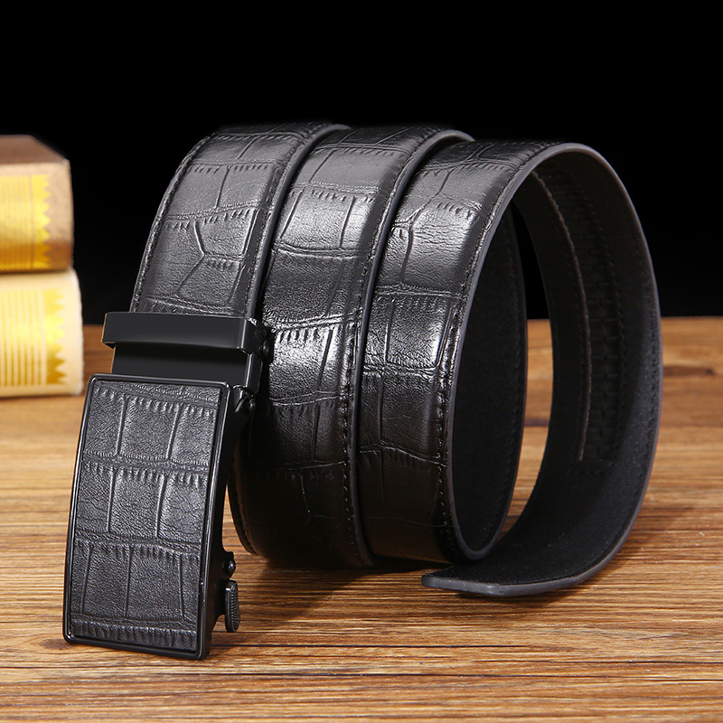 Men's belt with crocodile bark automatic buckle belt, business new scratch-resistant casual belt, our own factory details Picture