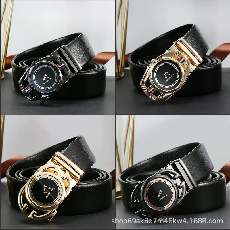 男士皮带真皮二层牛皮2022新款年轻人高档裤带商务自动扣腰带