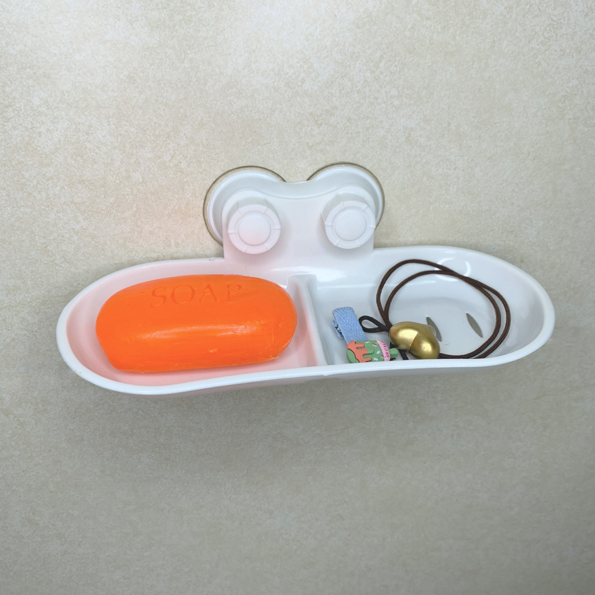 Bathroom double-compartment soap box, soap box, wall-mounted draining soap rack, powerful suction cup, handcrafted soap box storage details Picture