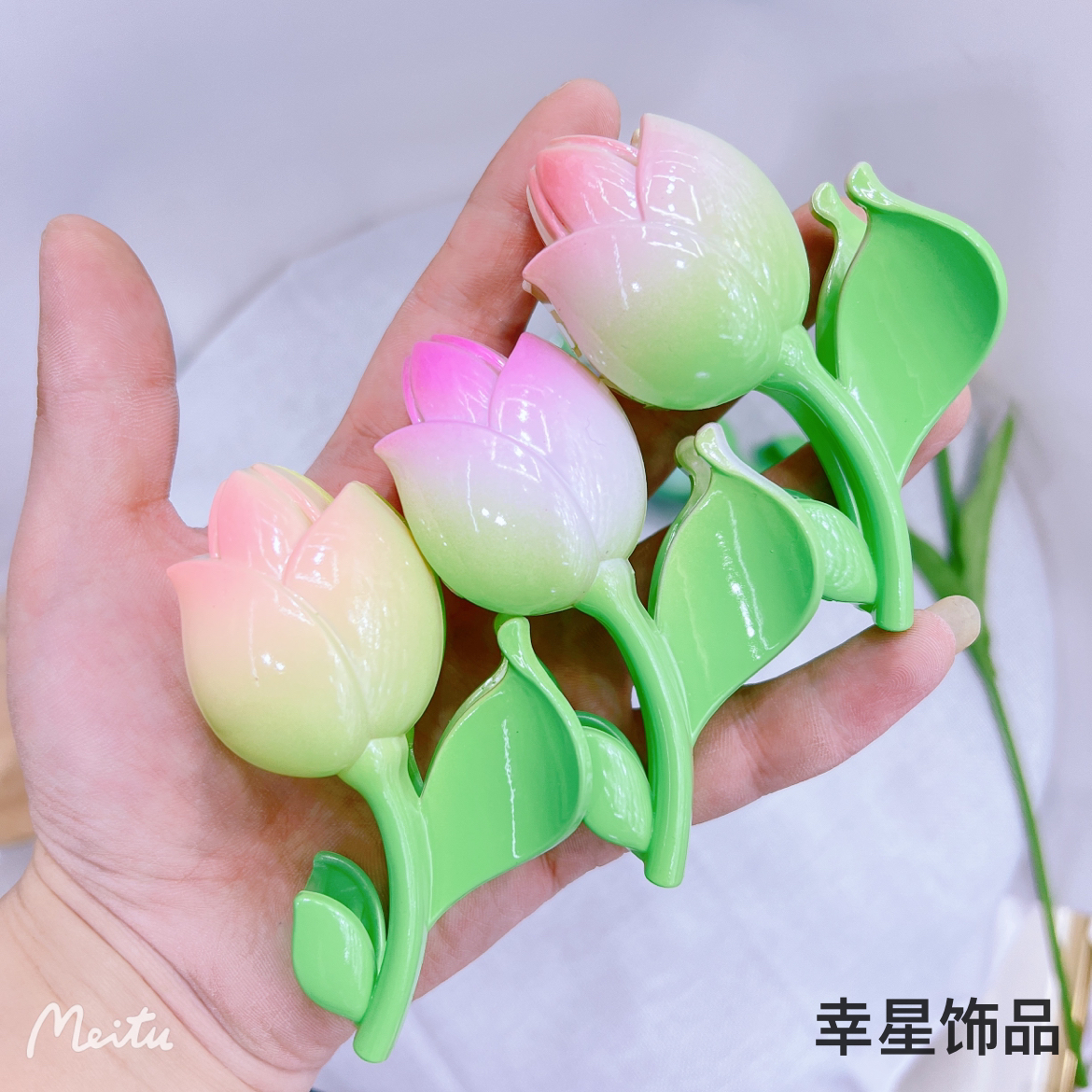 永爱玖爱新网红发夹郁金香抓夹女夏季大号优雅高级感发抓鲨鱼夹子