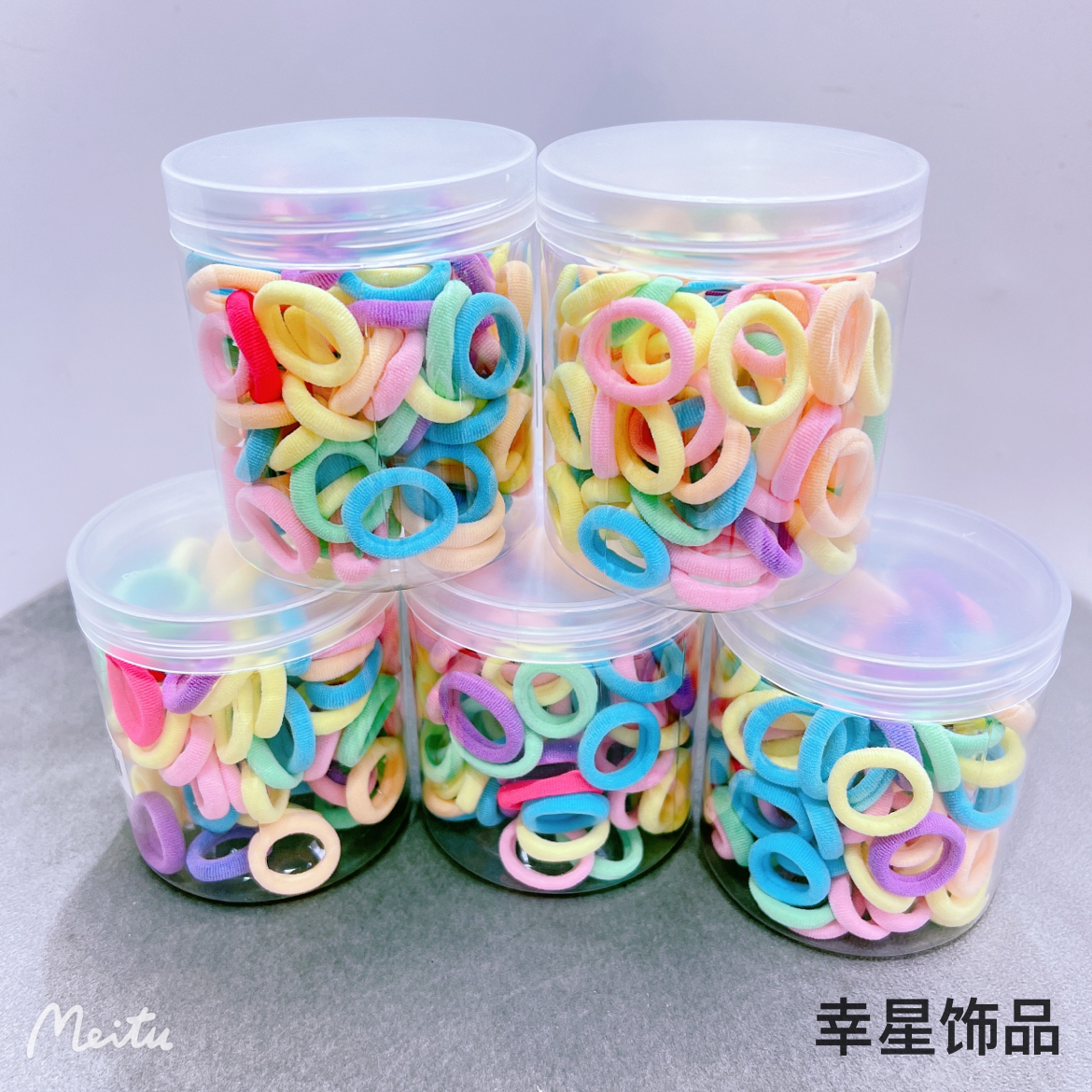 Yongai Jiu Ai Children's Hair Band, no hair damage for Little Girls, rubber band hair rope, baby head rope, Internet celebrity, 100 pieces in a bottle Specification image