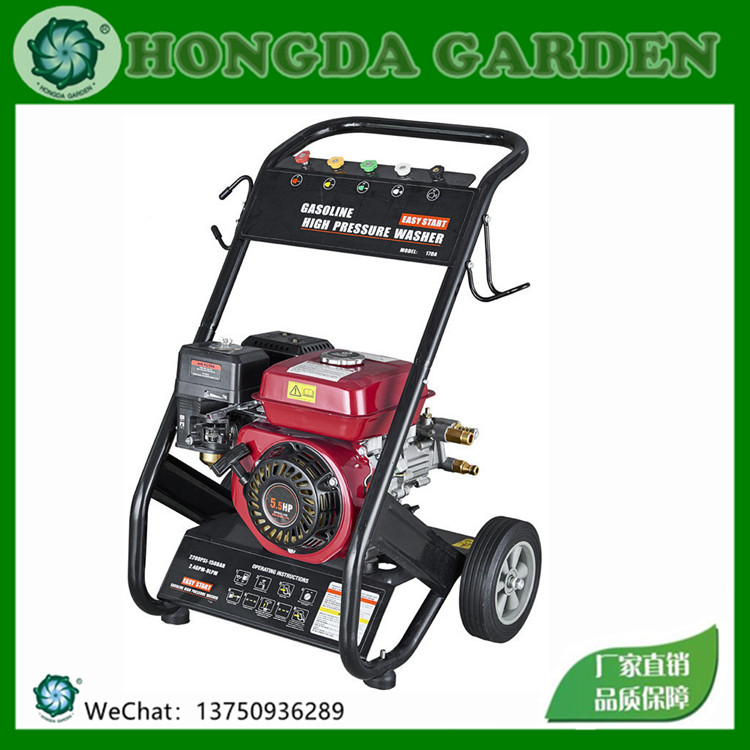 A small portable four-stroke 6.5-horsepower gasoline engine-driven pipeline road cleaning and car washing machine