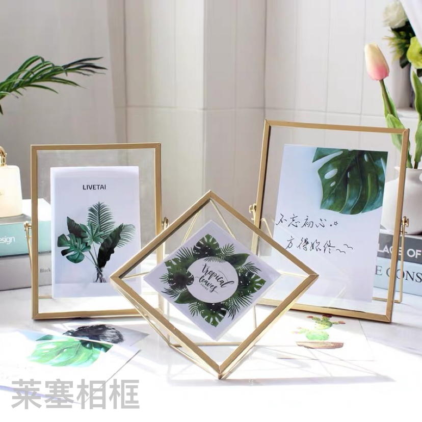 Geometric shape design style modern, simple, fashionable and creative decorative items, home living room bedroom handicrafts, metal photo frames