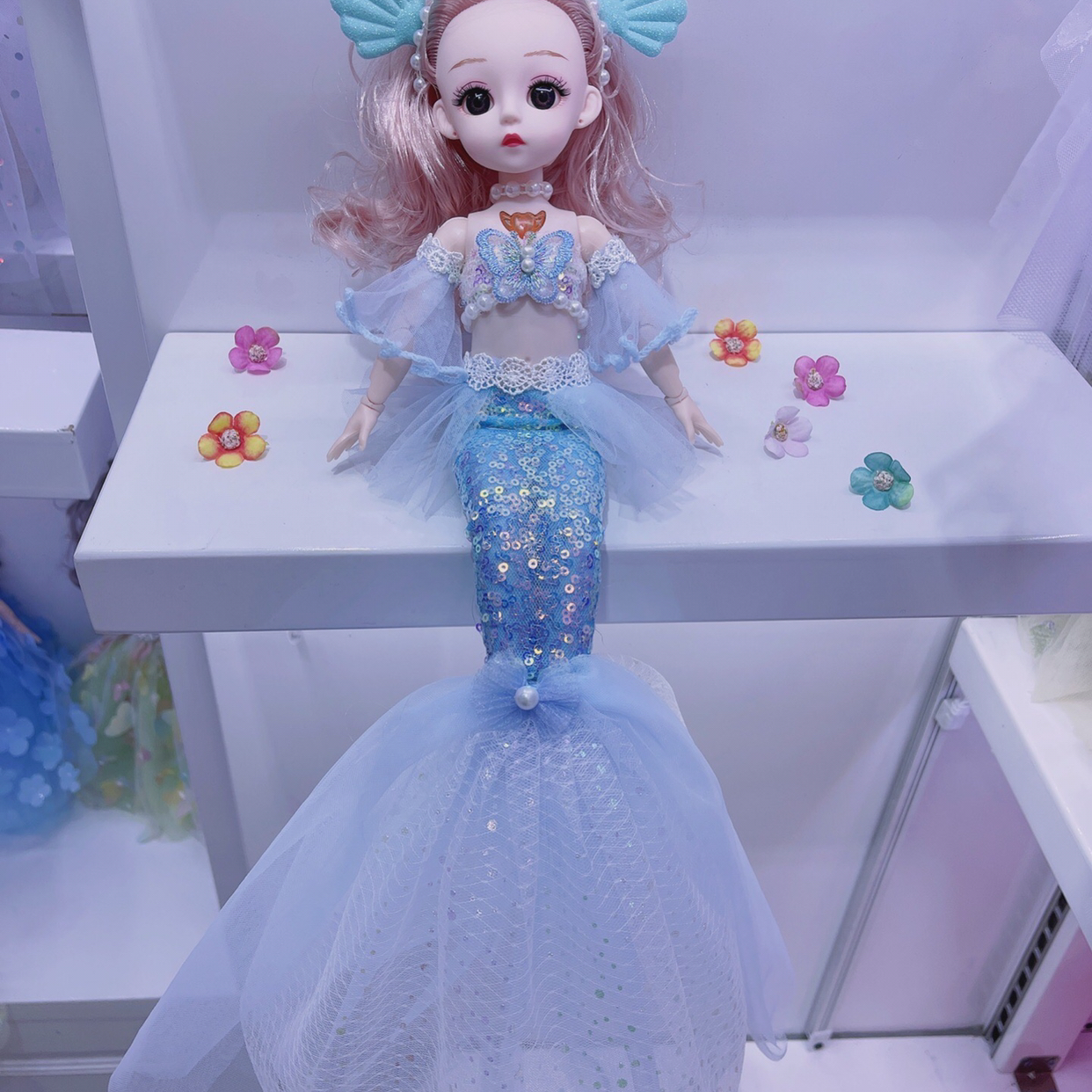 2022 new Edition 50cm mermaid Barbie doll, music singing with light, wedding dress keychain pendant doll Item Picture