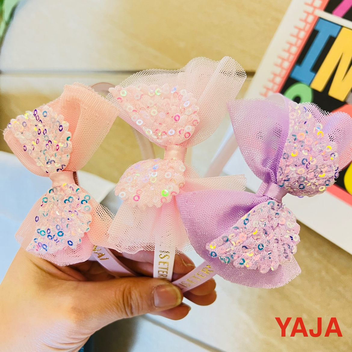 Yongai Jiu Ai hair band, mermaid sequined mesh, bow, princess style, cute children's toothed headband, hair clip details Picture