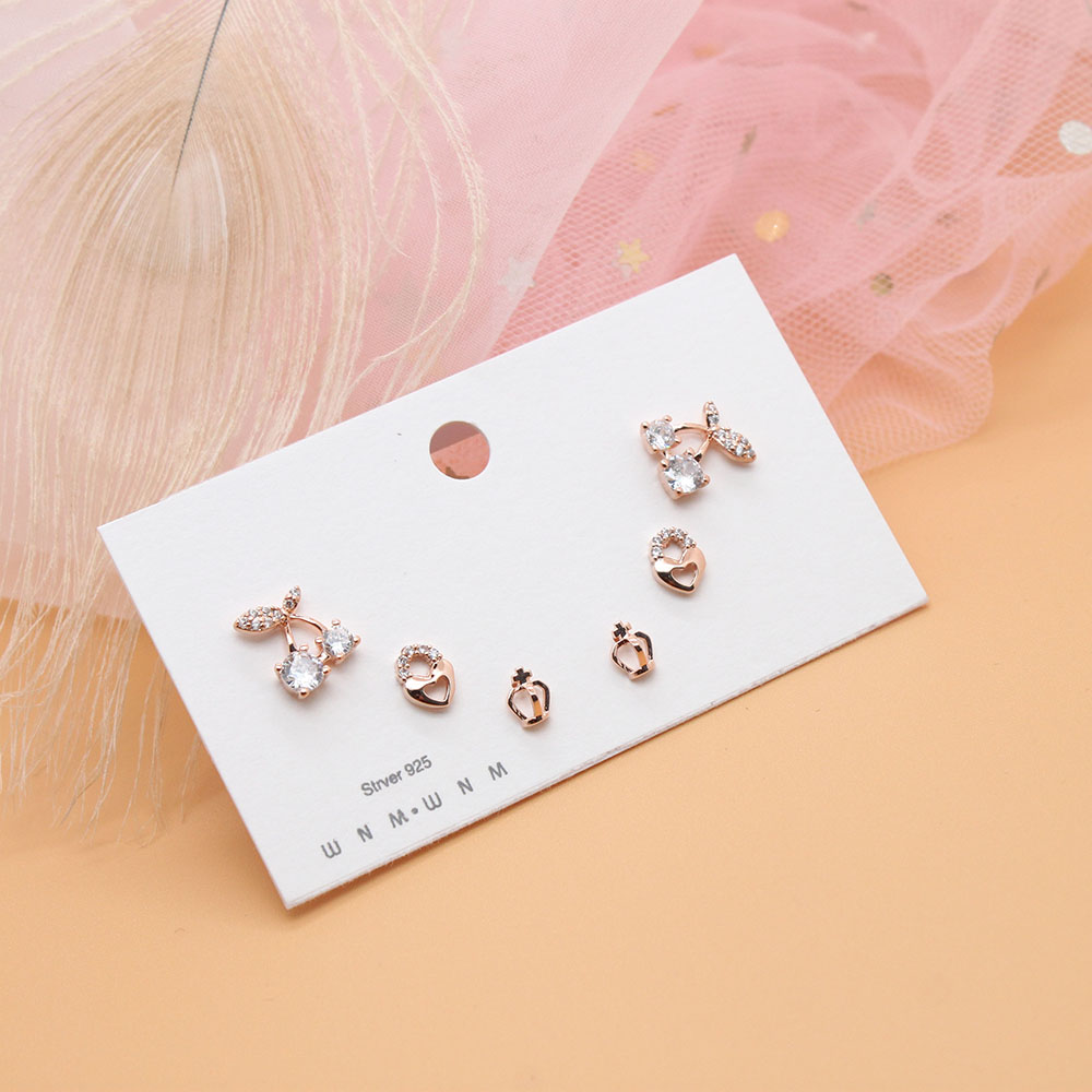 【 3-pair Set 】 Korean-style simple and elegant earrings, Week Stud earrings, a best-selling earring set for female students with three pairs of earrings