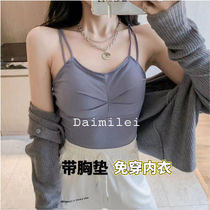 Halter vest for women with chest pad long adjustable shoulder strap strapless underwear for women to wear outside and inside with beautiful back no-wear bra