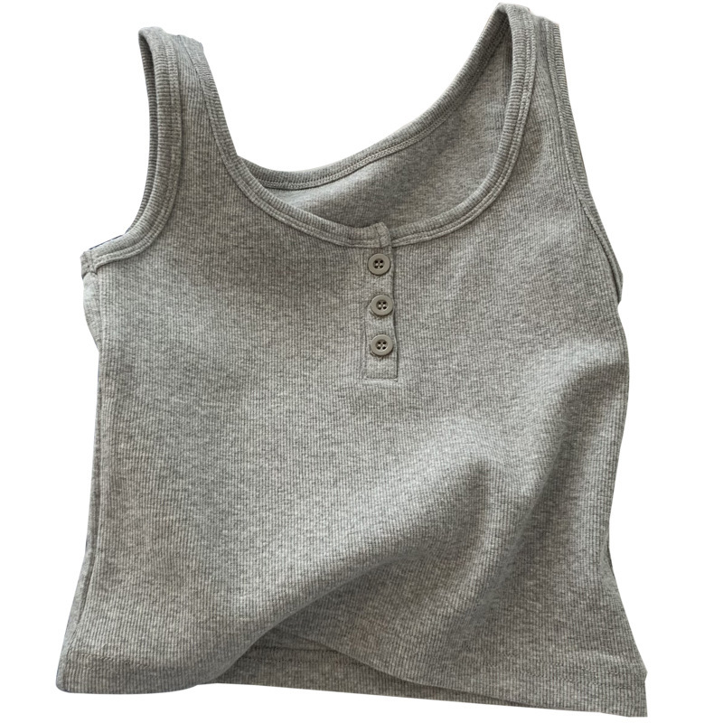 The basic black, white and grey mini vest is a new style for women's summer, which is slimming and versatile. The short base layer top is trendy and thin for students Item Picture