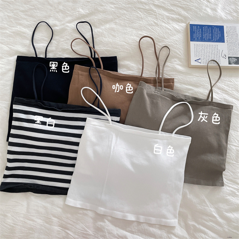 A chic little halter top for women to wear as an inner layer with the 2022 spring/summer new style, and a short top with a corset, chest pad and base layer Specification image