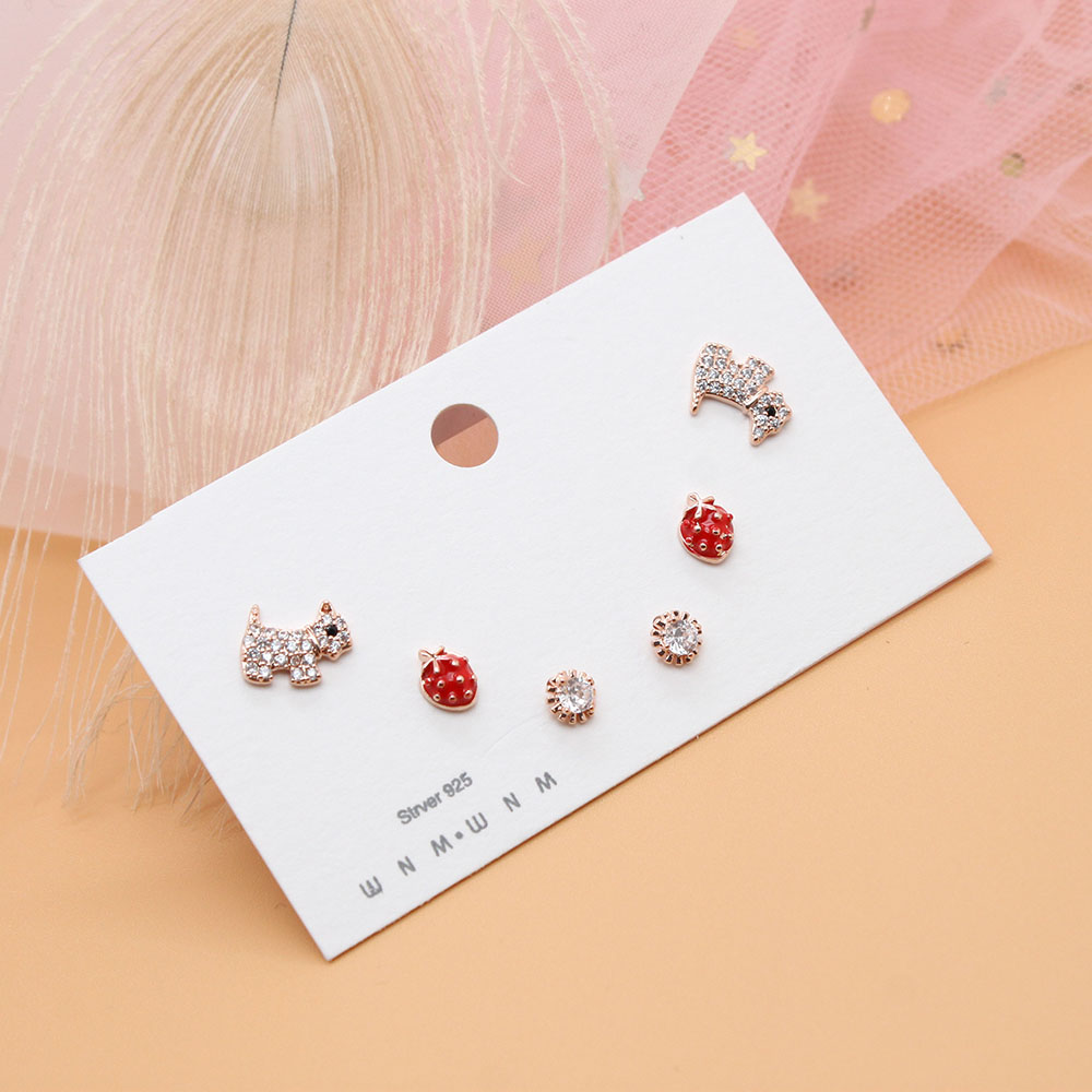 【 3-pair Set 】 Korean-style simple and elegant earrings, Week Stud earrings, a best-selling earring set for female students with three pairs of earrings details Picture