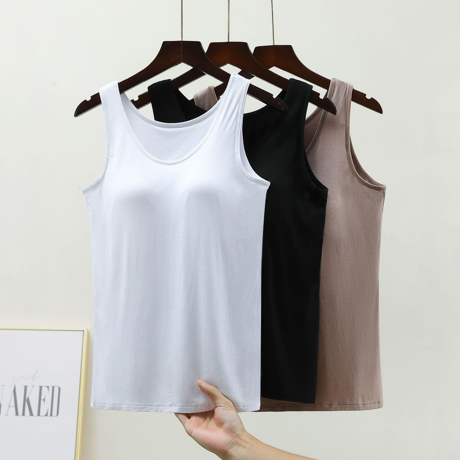 Ladies' singlet without trace one piece wrap chest vest sports underwear summer with chest cushion back heart beauty back anti-slip strap