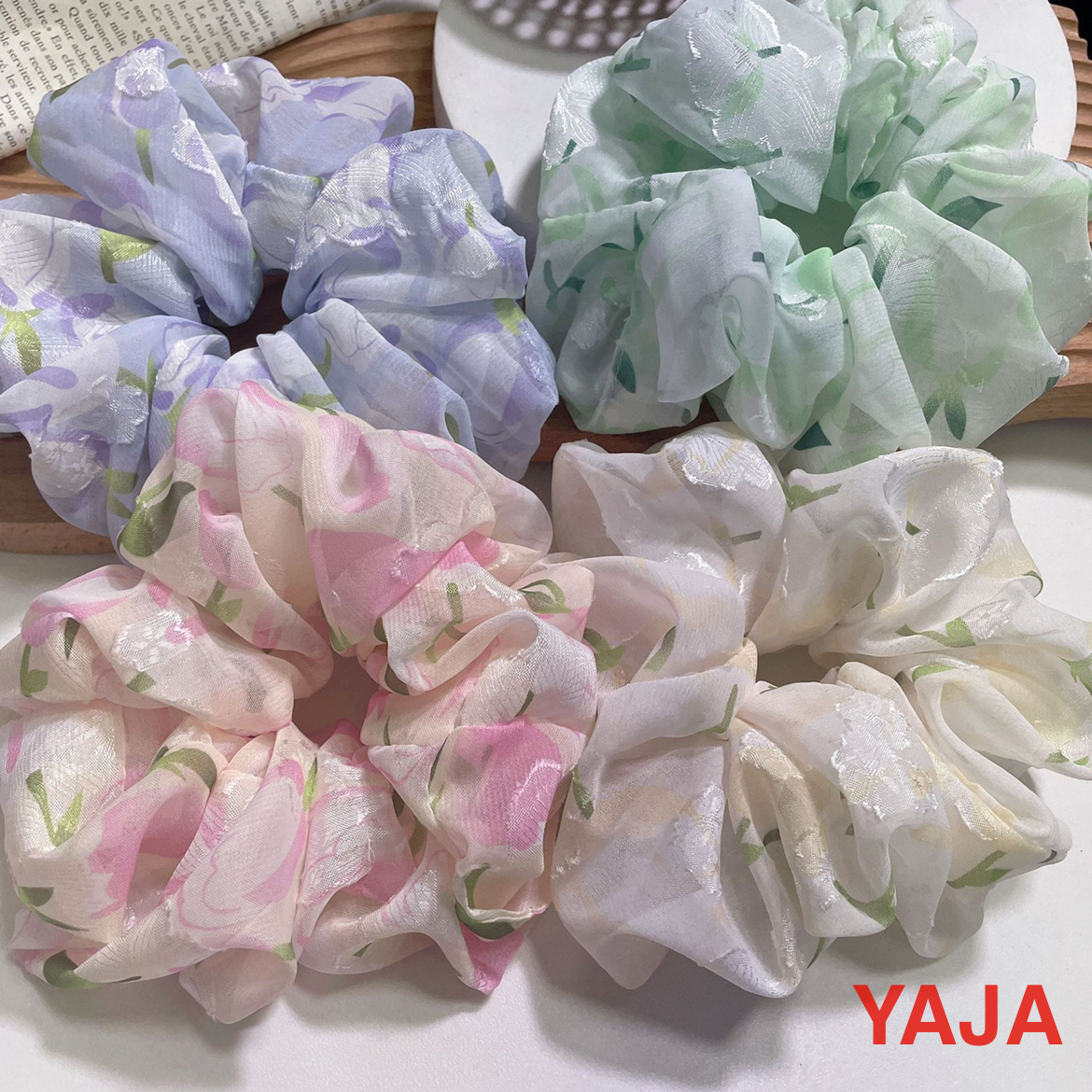 Yong Ai Jiu Ai Pink trendy girl floral large intestine hair band, elegant and versatile hair tie, fresh and simple hair tie details Picture