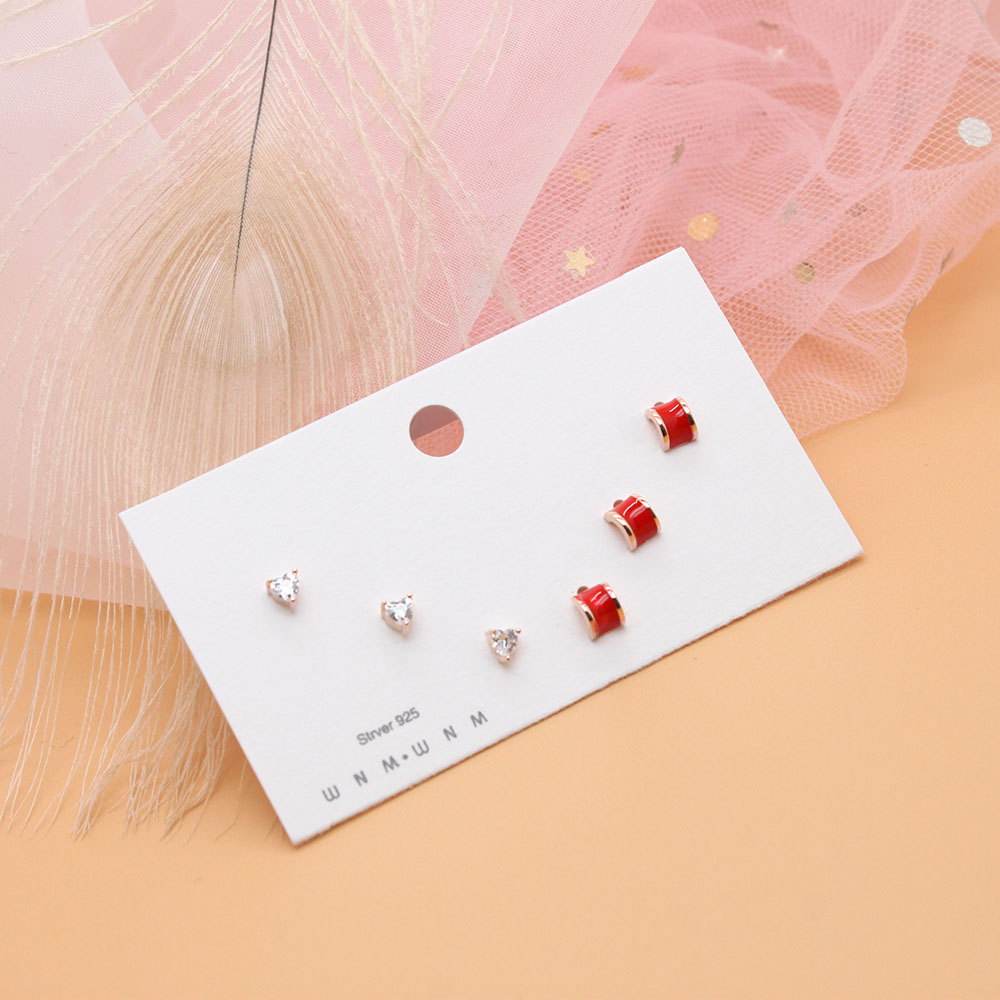 【 3-pair Set 】 Korean-style simple and elegant earrings, Week Stud earrings, a best-selling earring set for female students with three pairs of earrings Application Scenario