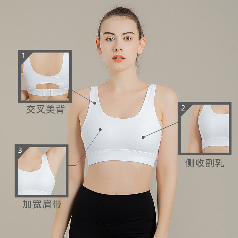 Large-sized high-strength one-piece sports underwear for women, shockproof running, gathering fitness yoga wear, vest, bra details Picture