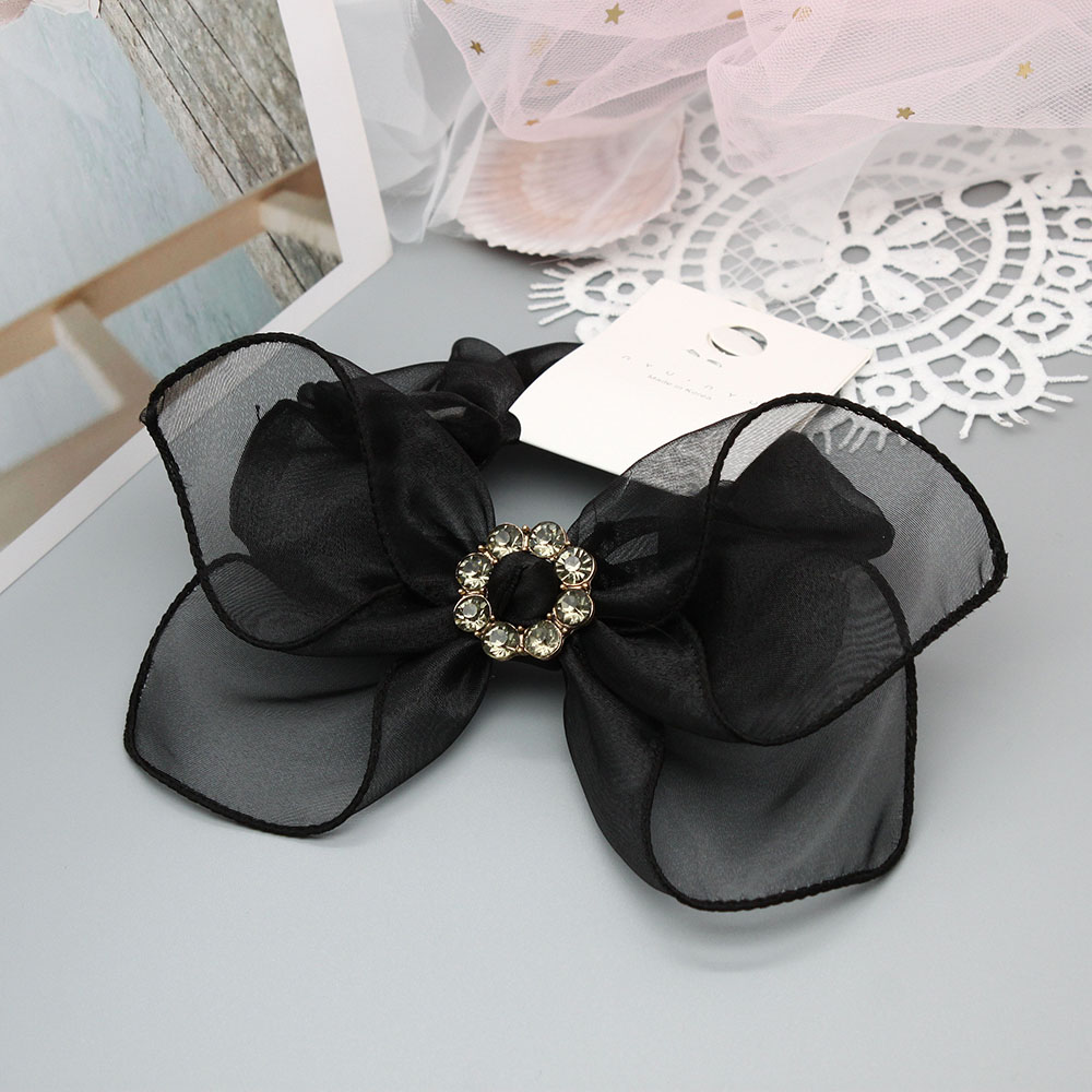Bow tie hair band, hair tie, girl's hair accessory, hair band, Korean version small accessory, solid color mesh, black hair tie Application Scenario