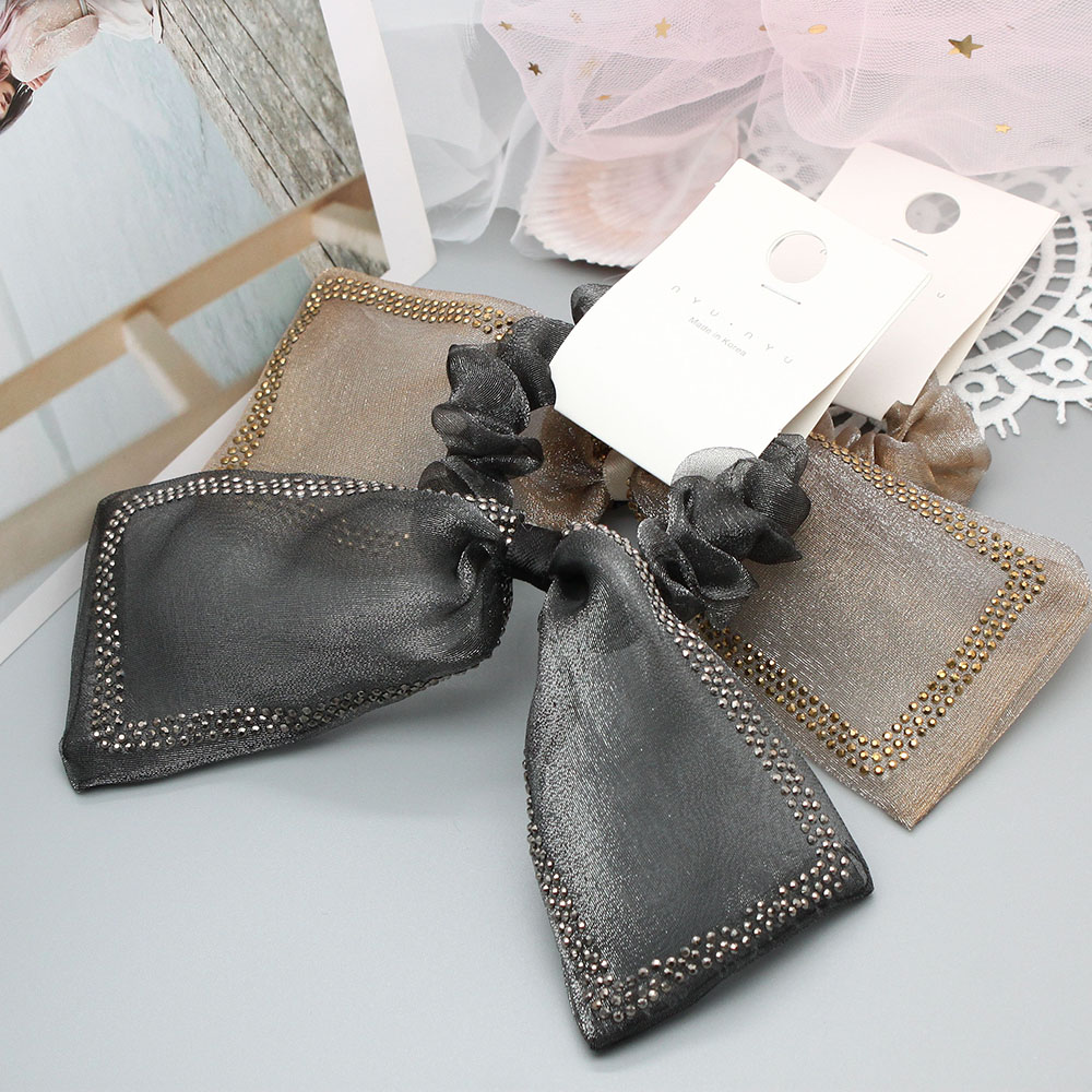 Bow tie hair band, hair tie, girl's hair accessory, hair band, Korean version small accessory, solid color mesh, black hair tie Item Picture