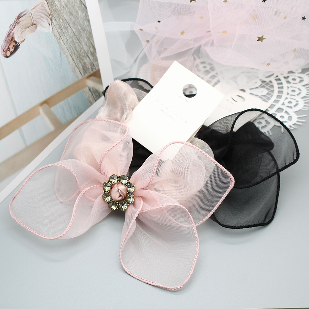 Bow tie hair band, hair tie, girl's hair accessory, hair band, Korean version small accessory, solid color mesh, black hair tie