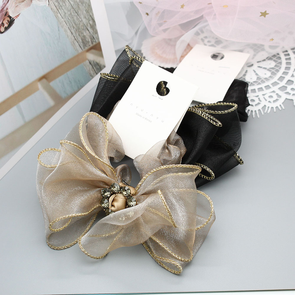 Bow tie hair band, hair tie, girl's hair accessory, hair band, Korean version small accessory, solid color mesh, black hair tie Item Picture