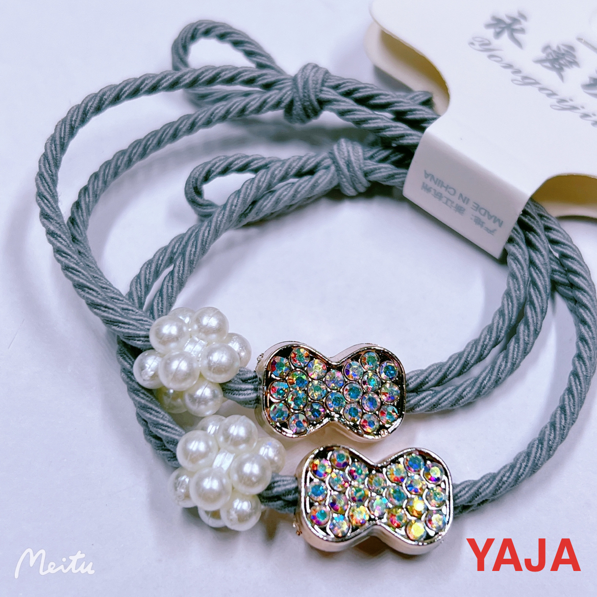 Yong Ai Jiu Ai Korean version hair tie for female students, cute cartoon hair tie for girls, high-elasticity dark gray black hair ring beads Item Picture