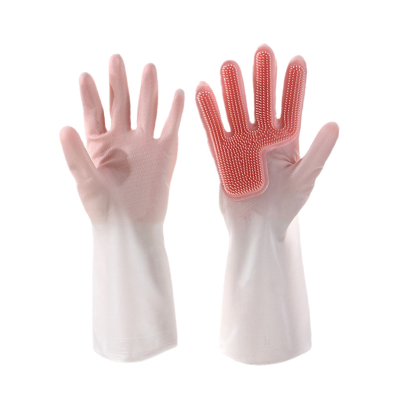 Right Hand Magic Brush Gloves Magic Household Heat Insulation Dishwashing Gloves Kitchen Cleaning Silicone Brush Gloves Pet Bath Item Picture