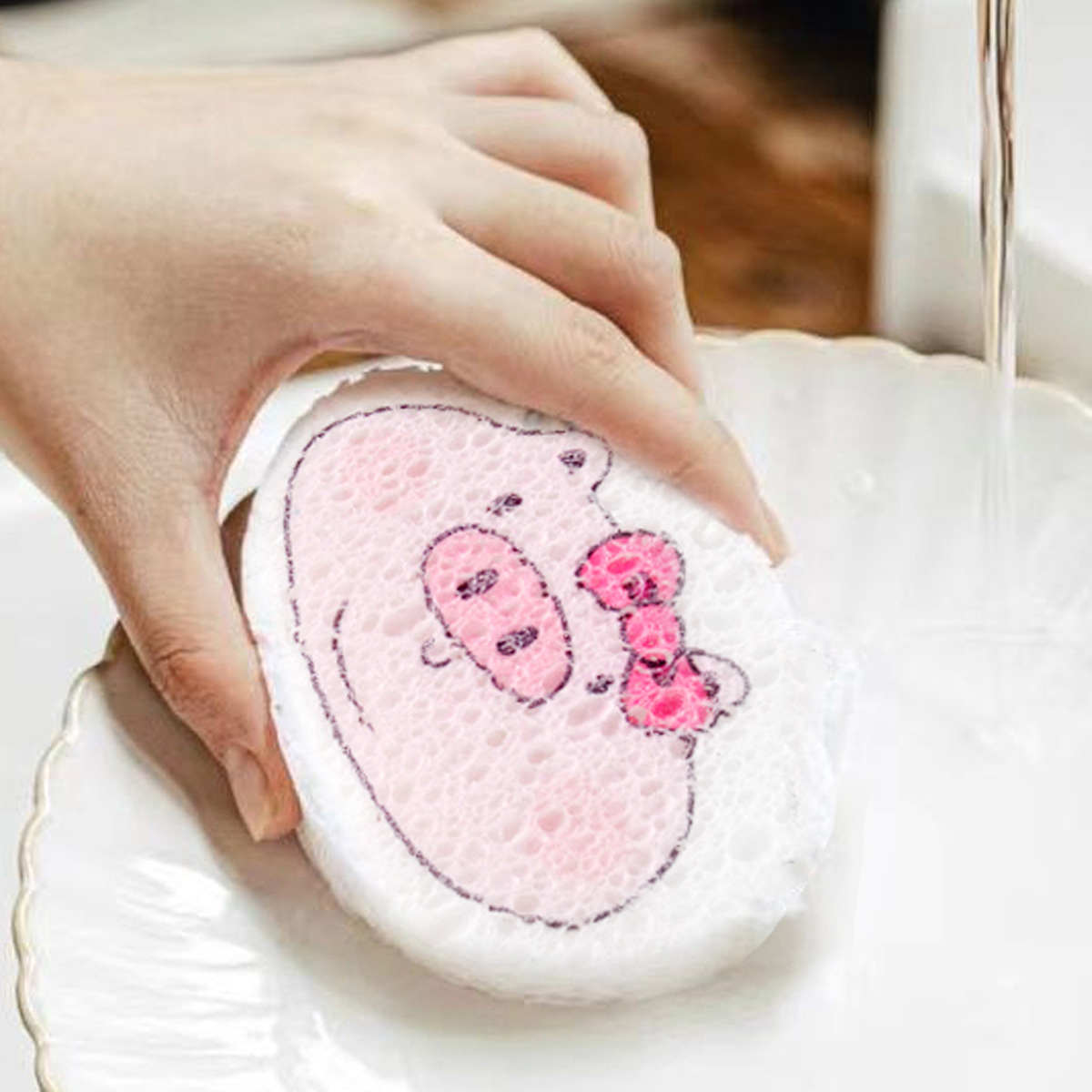 2Cm Cartoon Wood Pulp Cotton Dishwashing Non-Oil Kitchen Dishwashing Sponge Absorbent To Large Dishwashing Dish Towel