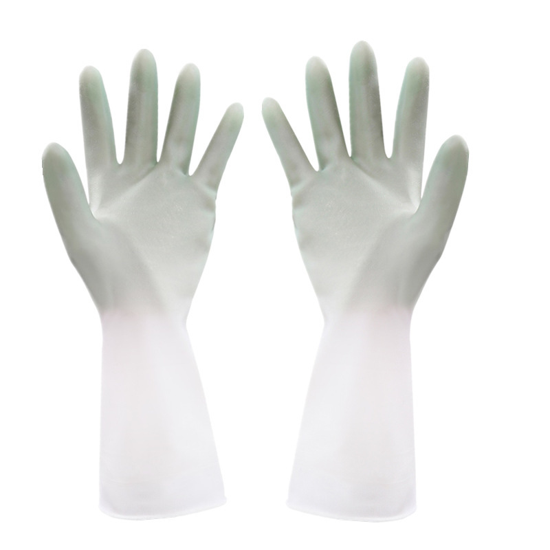Kitchen Rubber Latex Washing Clothes Waterproof Plastic Rubber Household Cleaning Dishes Transparent White Two-Color Gloves Dishwashing Gloves For Women Item Picture