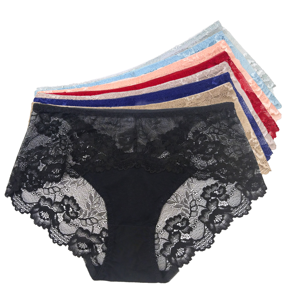 A plump and large-sized lace underpants for a chubby girl, a sexy transparent lace triangle pants for a lady full figure