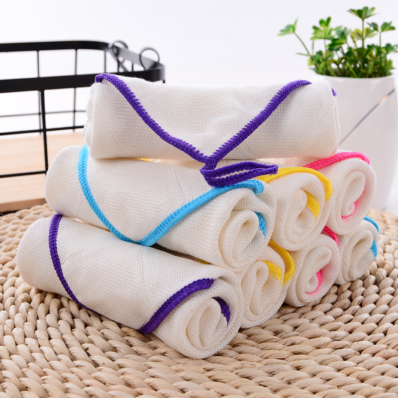 7 Pieces/Package Wholesale Household Kitchen Dishcloths Oil-Free Dish Washing Cloth Thread Thickened Gauze Wood Fiber Dish Towels details Picture