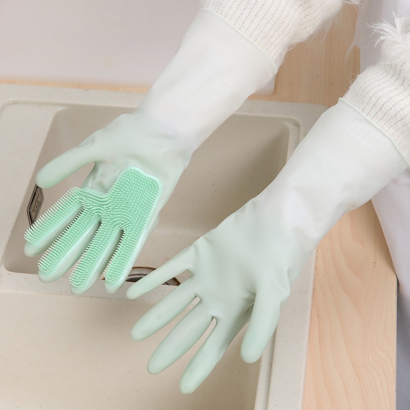 Right Hand Magic Brush Gloves Magic Household Heat Insulation Dishwashing Gloves Kitchen Cleaning Silicone Brush Gloves Pet Bath details Picture