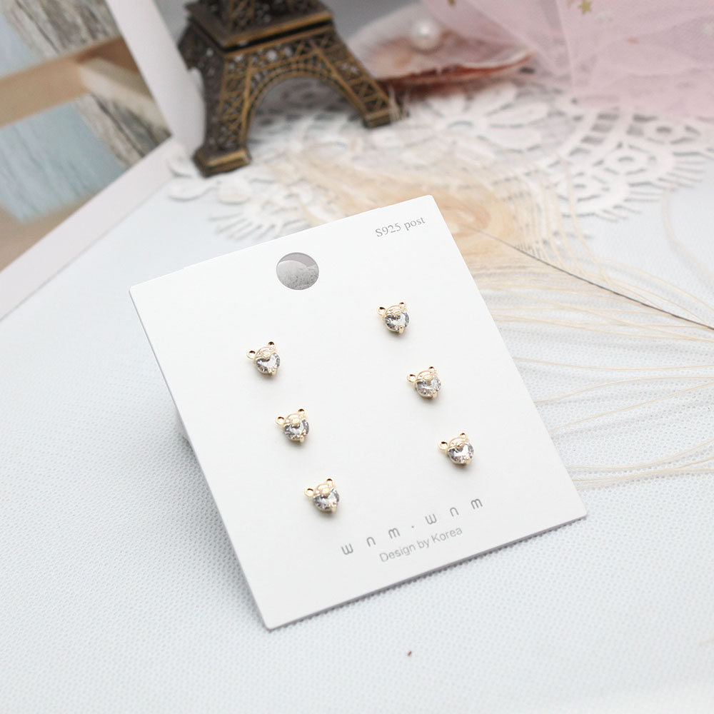 【 3-pair Set 】 Korean-style simple and elegant earrings, Week Stud earrings, a best-selling earring set for female students with three pairs of earrings Specification image