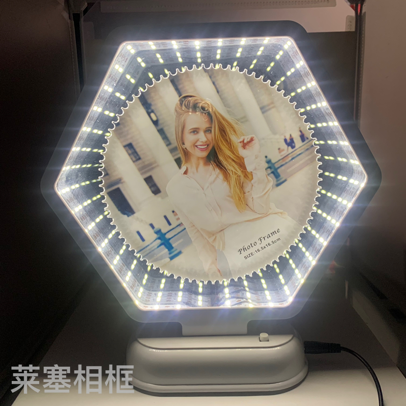 Monochrome white light creative decorative items for home decoration, living room and bedroom handicrafts, photos, plastic magic mirror photo frames Specification image