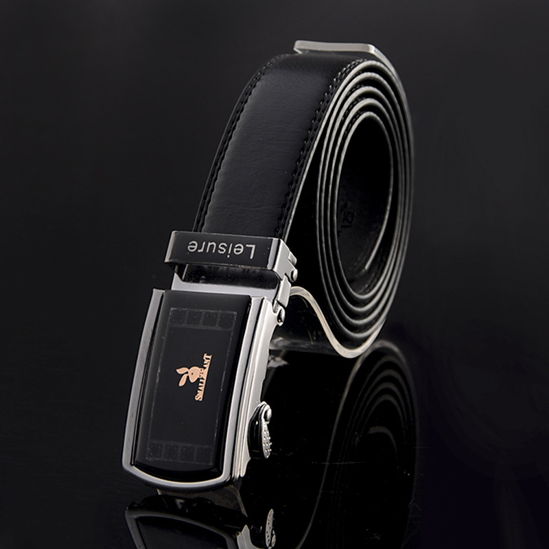Wholesale of popular men's business casual automatic buckle belts, PU imitation belts and gift belts at Jianghu Street stalls Specification image