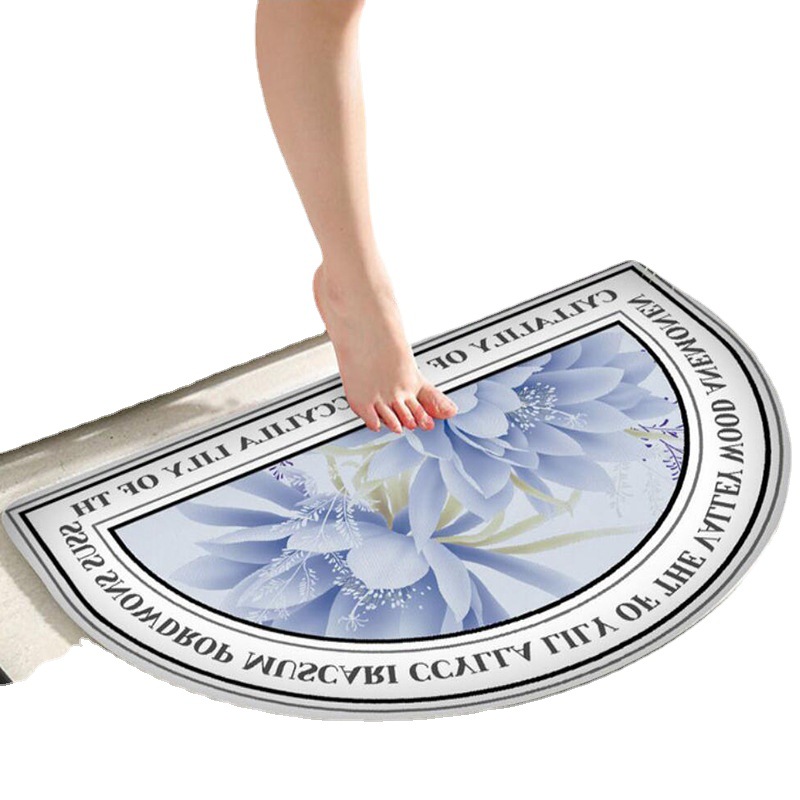 Cartoon semi-circular entrance door carpet floor mat, ins air door mat, household water-absorbing and dirt-resistant door floor mat Item Picture