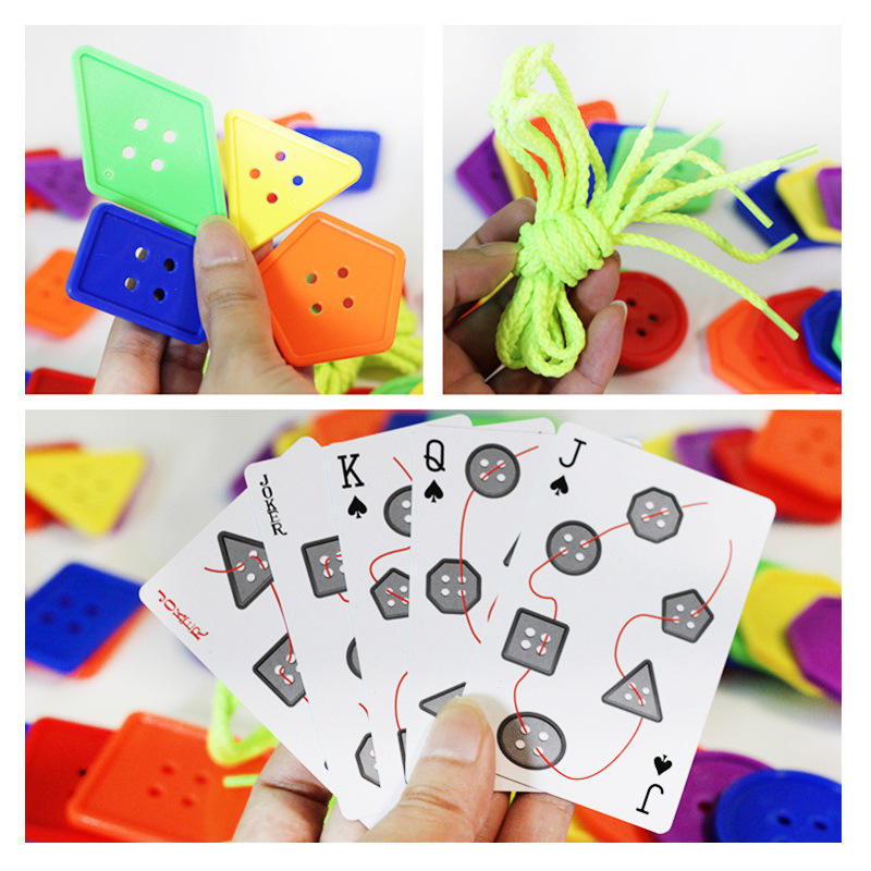 Rinbo juguetes botones ropa de cuerda juegos de mesa para niños ojos claros cognición rápida formas color pensamiento entrenamiento Specification image