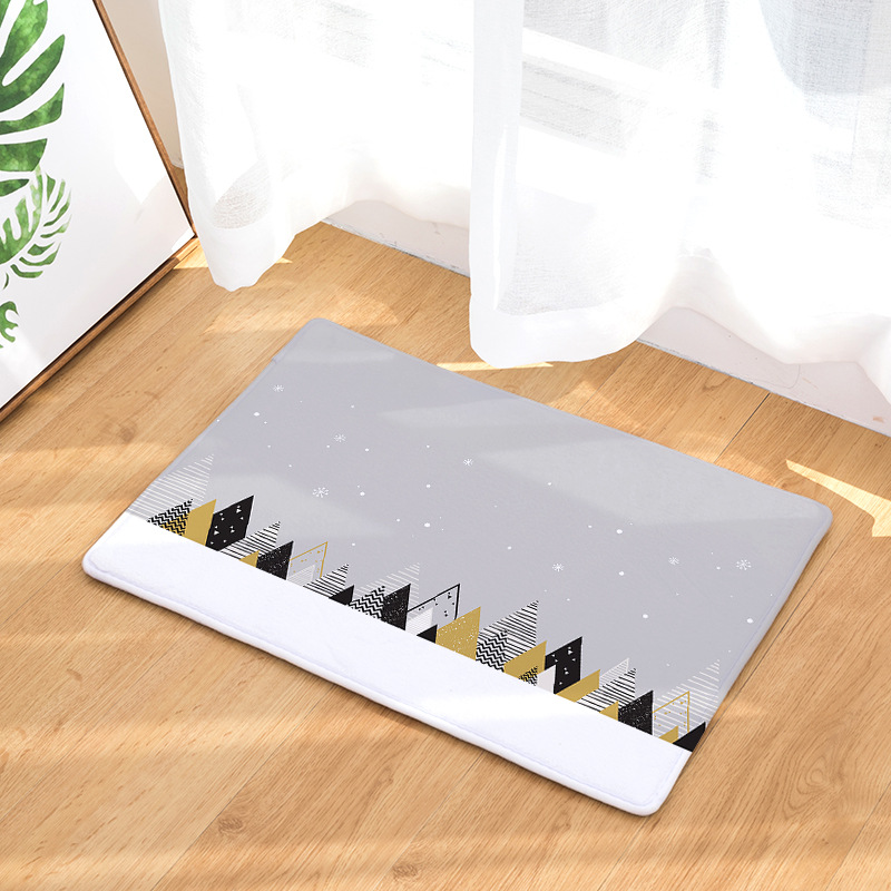 Digital printing flannel floor MATS, door MATS, heat transfer Christmas trees, kitchen and bathroom water-absorbing anti-slip MATS, carpets Specification image