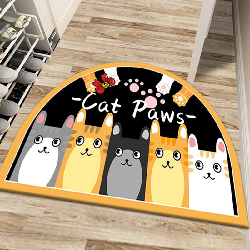 Cartoon semi-circular entrance door carpet floor mat, ins air door mat, household water-absorbing and dirt-resistant door floor mat Specification image