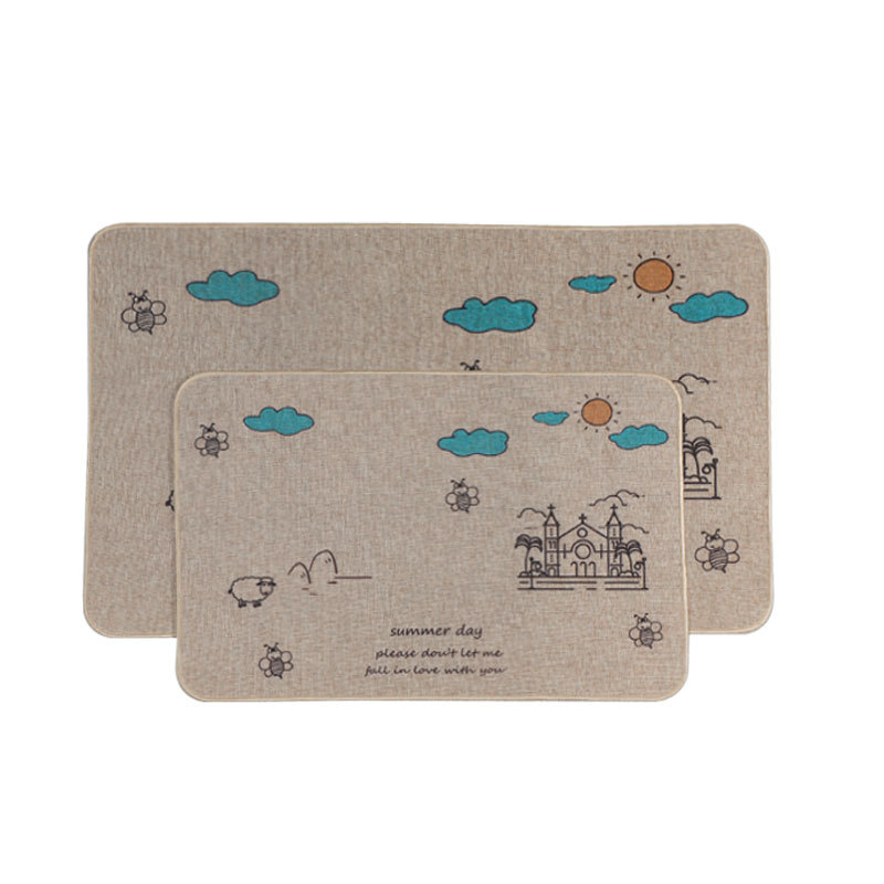 ins creative rubber linen floor mat, thickened carpet, anti-slip mat for bathroom, living room, door mat for kitchen Item Picture