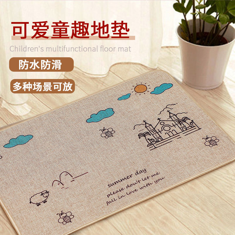 ins creative rubber linen floor mat, thickened carpet, anti-slip mat for bathroom, living room, door mat for kitchen