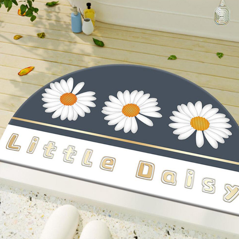 Cartoon semi-circular entrance door carpet floor mat, ins air door mat, household water-absorbing and dirt-resistant door floor mat details Picture