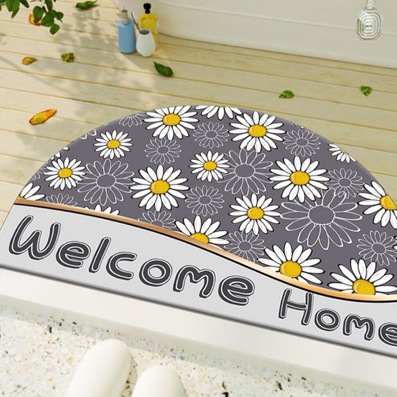 Cartoon semi-circular entrance door carpet floor mat, ins air door mat, household water-absorbing and dirt-resistant door floor mat