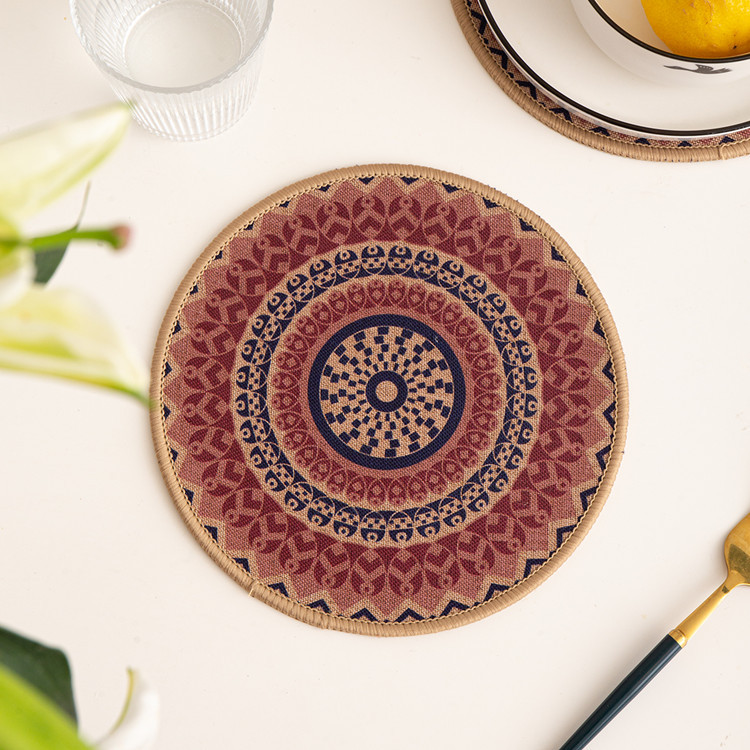 Lino vintage americano colchonetas aislantes hoteleras colchonetas de mesa de lujo ligeros estampados nórdicos manteles de plato posavasos Item Picture