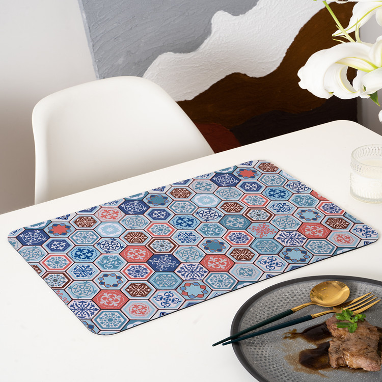 Estera de estilo europeo estera de tazón redonda retro americana nordic ins viento aislante impermeable a prueba de aceite mesa de comedor estera de taza de té details Picture