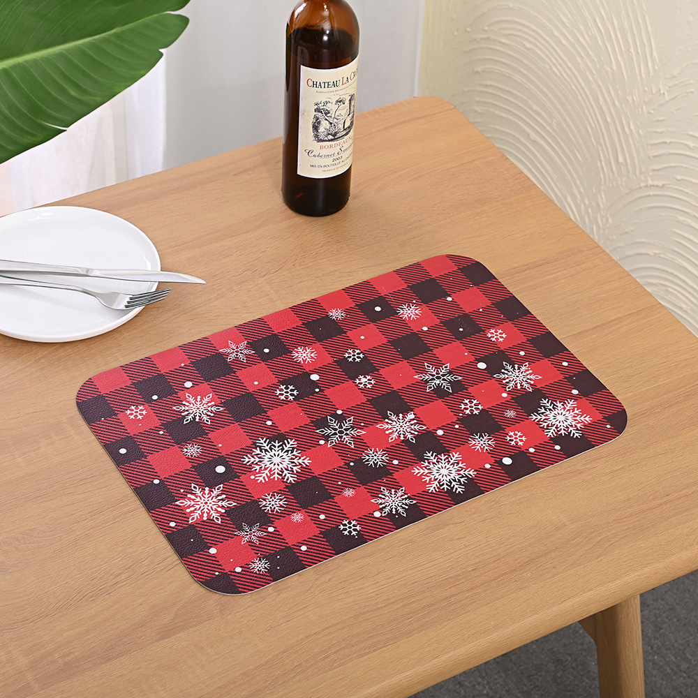 Cross-border Nordic leather digital printed placemats, waterproof, oil-proof, heat-insulating table MATS, anti-slip coasters, tableware, Western placemats Specification drawing