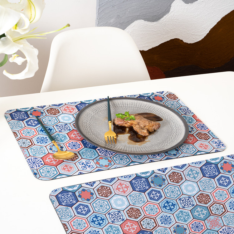 Estera de estilo europeo estera de tazón redonda retro americana nordic ins viento aislante impermeable a prueba de aceite mesa de comedor estera de taza de té