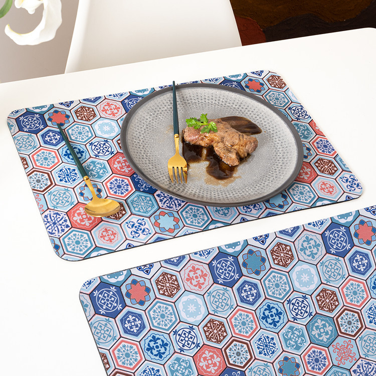 Estera de estilo europeo estera de tazón redonda retro americana nordic ins viento aislante impermeable a prueba de aceite mesa de comedor estera de taza de té Specification image