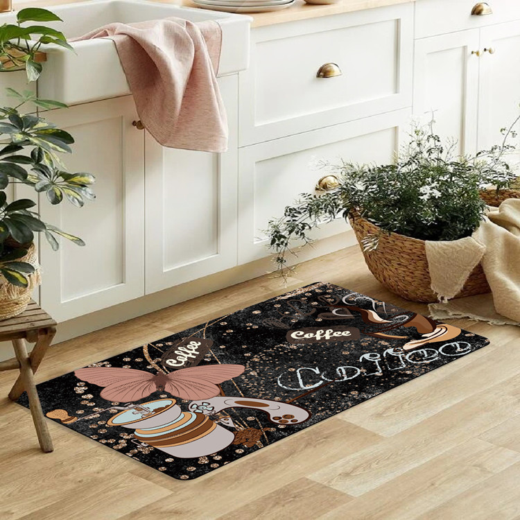 High-end, French-style retro home bathroom entrance absorbent floor mat, toilet quick-drying soft mat, bedroom entrance floor details Picture