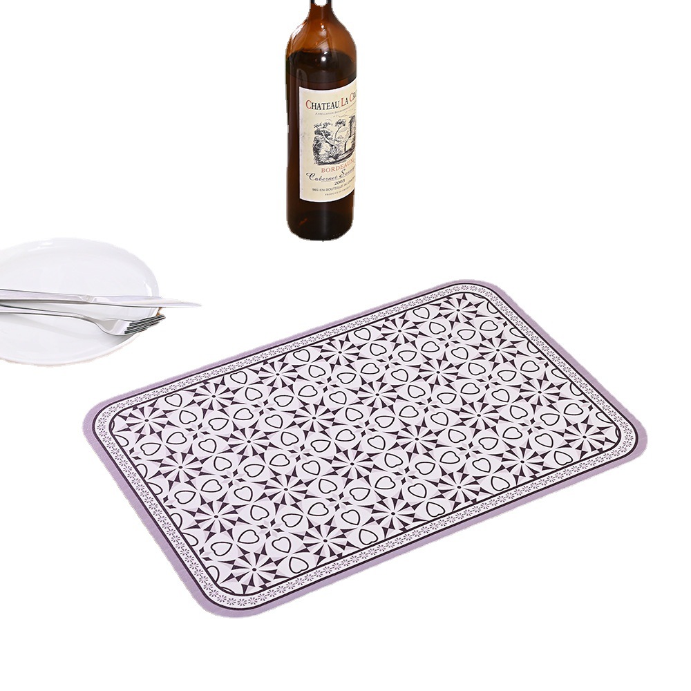 Cross-border Nordic leather digital printed placemats, waterproof, oil-proof, heat-insulating table MATS, anti-slip coasters, tableware, Western placemats Item Picture