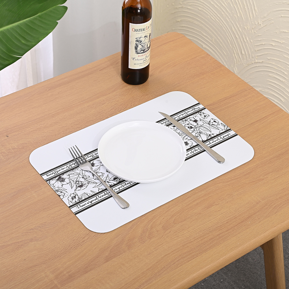 Cross-border Nordic leather digital printed placemats, waterproof, oil-proof, heat-insulating table MATS, anti-slip coasters, tableware, Western placemats full figure