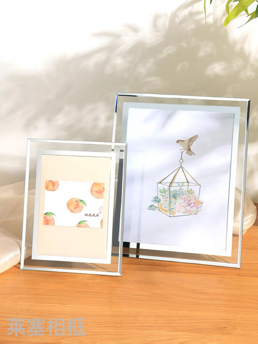 Bilateral glass creative ornaments for home decoration, living room and bedroom handicrafts, photos, glass photo frames